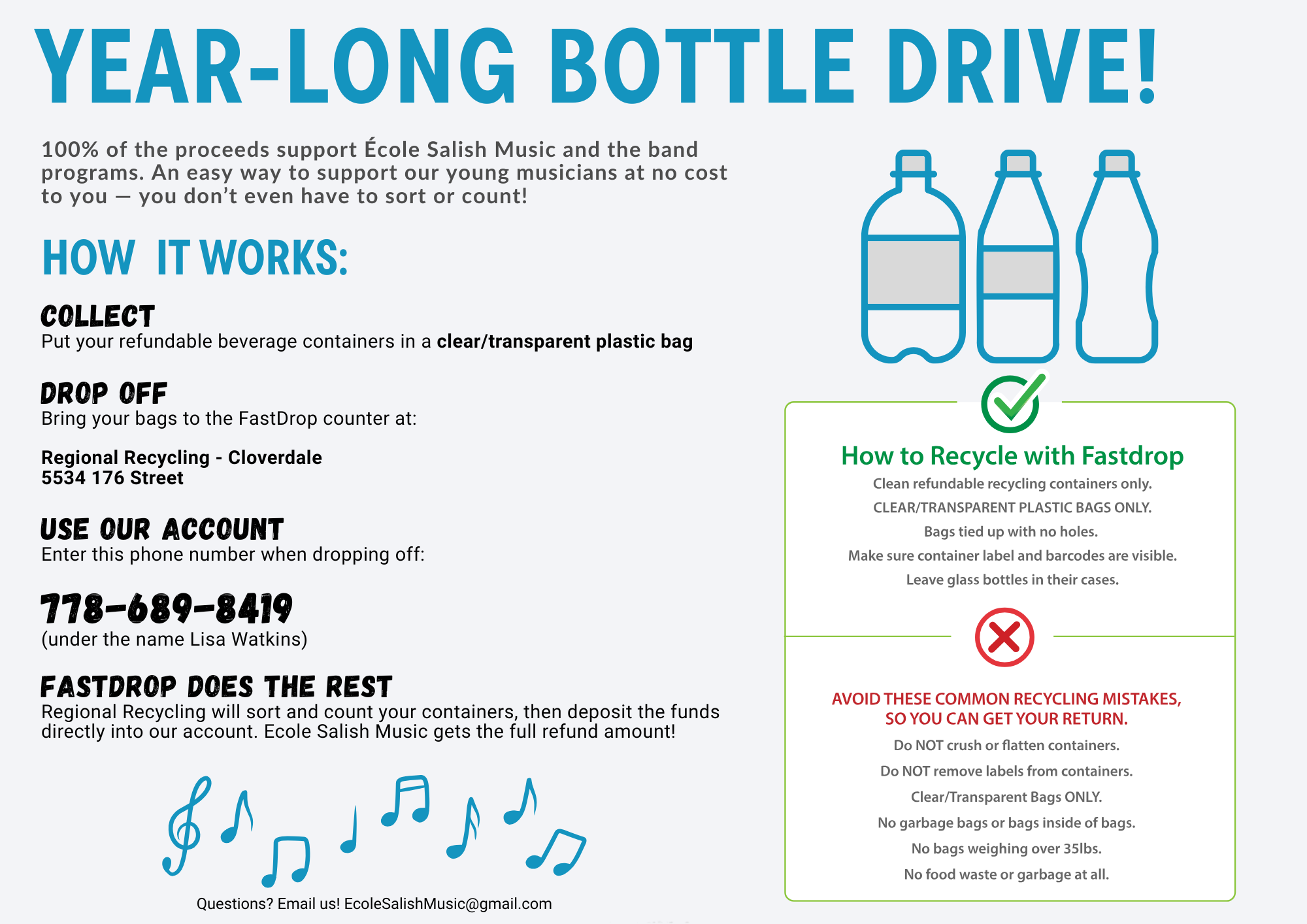 Year-Long Bottle Drive Flyer